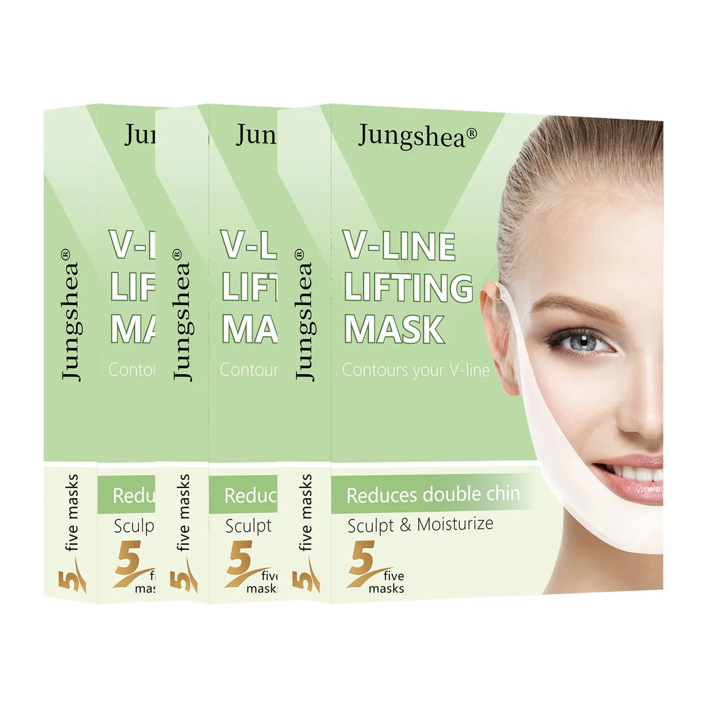 V-Line Lifting Mask | Daily Hydrating Skincare | Reduces Double Chin & Depuffs | Aloe & Hyaluronic Acid | 5 Masks | Stretchy Fit for All Face Shapes | Pre-Event Quick Fix | Unisex