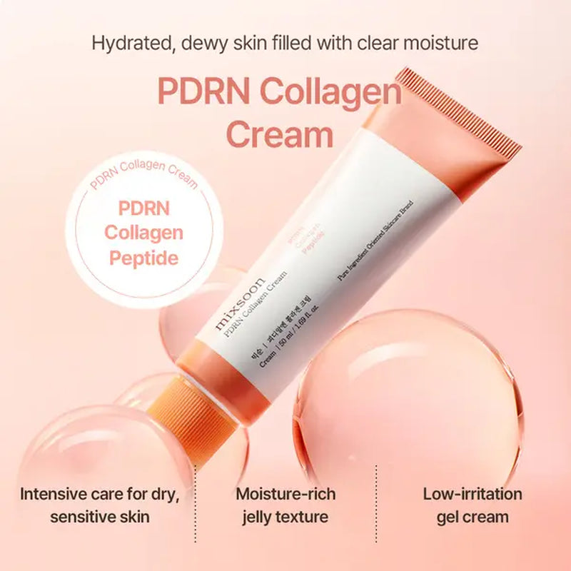[New] PDRN Collagen Cream 1.69 Fl. Oz / 50Ml) I Plant-Based PDRN, Collagen Peptides Hyaluronic Acid Lightweight Korean Gel Moisturizer Elasticity Korean Glass Skin Care