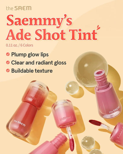 THE SAEM Ade Shot Tint Korean Lip Tint Vibrant Color Palette, Long-Lasting Formula, Hydrating & Nourishing, Precise Applicator