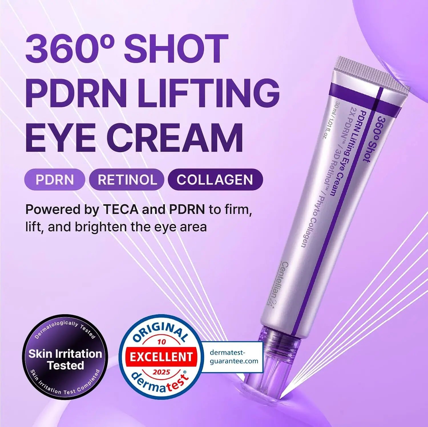 [Centellian24] 360° Shot PDRN Lifting Eye Cream | Firming & Anti-Aging Eye Treatment for Fine Lines & Dark Circles | TECA + PDRN + Retinol | Korean Skincare | 30 Ml