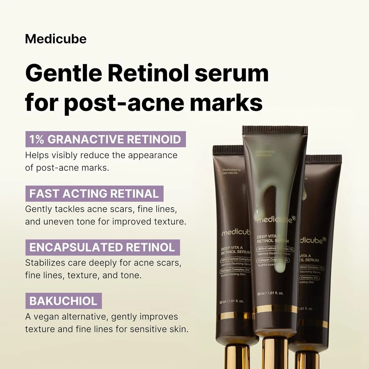 [Official Medicube Partner] Deep Vita a Retinol Serum 30Ml - Cares Post-Acne Marks, Uneven Skin Tone