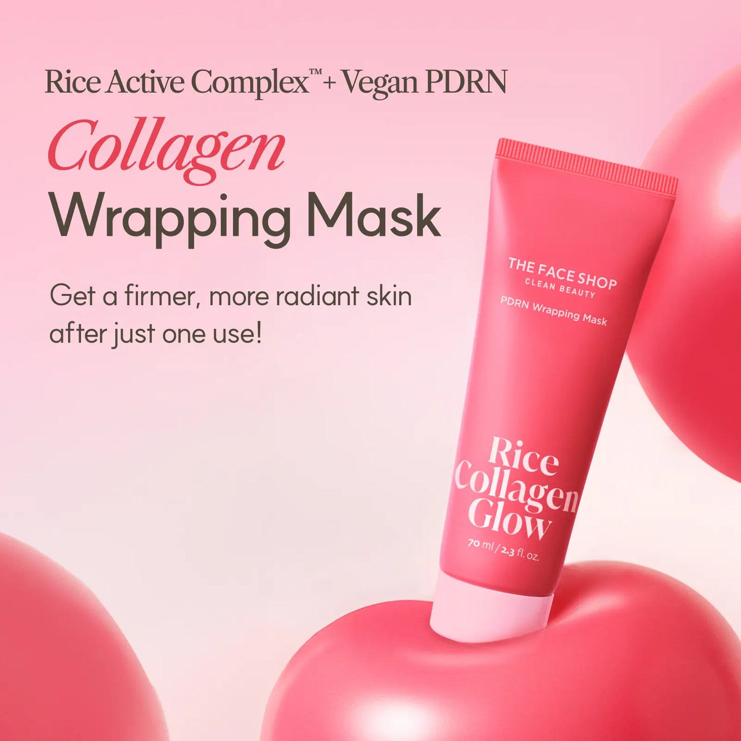 [THE FACE SHOP] Rice Collagen Glow PDRN Wrapping Mask | Peel-Off Radiant Skin Mask with Rice Complex, Collagen & PDRN for Firm, Glass-Like Skin | Korean Skincare, 3.52 Oz