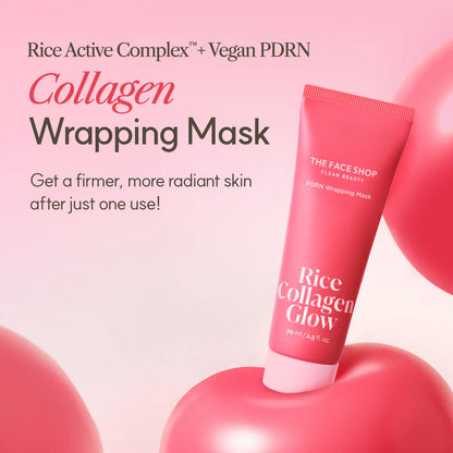 [THE FACE SHOP] Rice Collagen Glow PDRN Wrapping Mask | Peel-Off Radiant Skin Mask with Rice Complex, Collagen & PDRN for Firm, Glass-Like Skin | Korean Skincare, 3.52 Oz