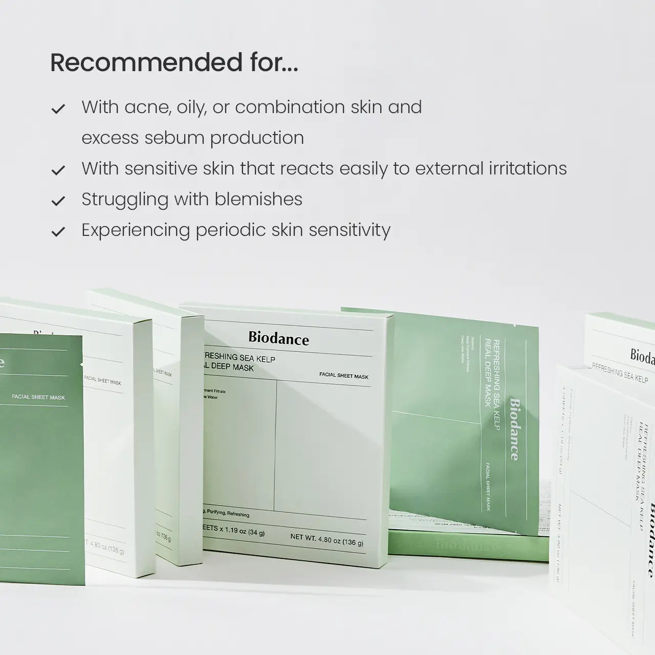 [Biodance Official] Sea Kelp Soothing Hydrogel Mask - Cooling, Sebum Control, Deep Sea Minerals 5%, Safe for Sensitive Skin, Skin Refreshing, Skin Repair, K-Beauty Facial Mask, Tiktok Exclusive (4Ea)