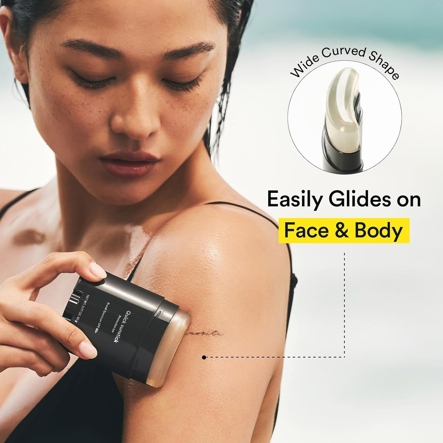 Quick Sunstick SPF 50+ | Glowing Skin Sunscreen Stick with Centella & Aloe | Portable, Hydrating & Soothing Sun Protection