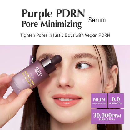 EQQUALBERRY Purple PDRN Pore Minimizing Serum – Vegan Collagen & Peptides for Pore Refining & Skin Elasticity | Niacinamide & CICA Exosome for Brightening & Calming | Korean Glass Skin, 1.01 FL OZ