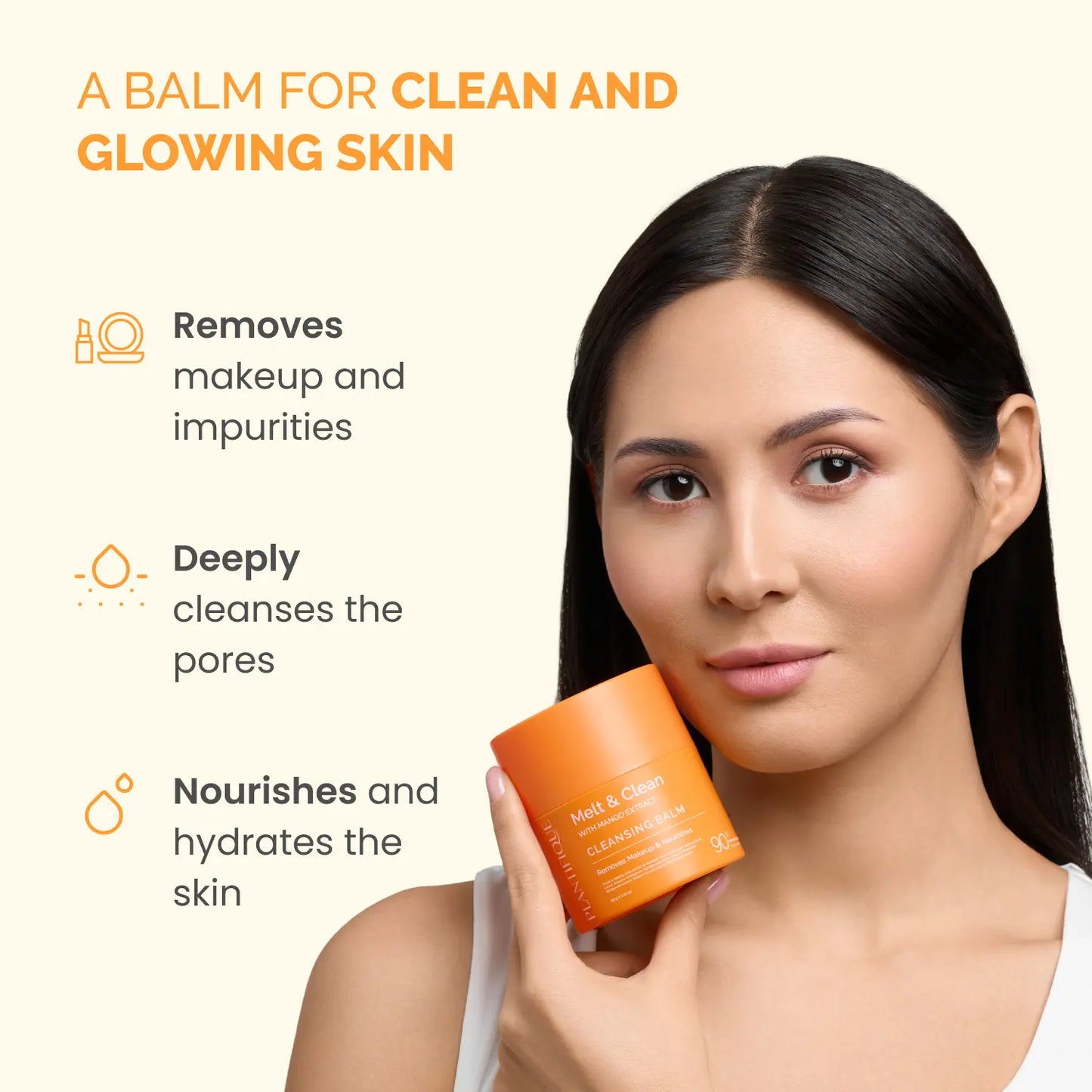 Korean Cleansing Balm Makeup Remover – Mango & Papaya Melting Balm with Hyaluronic Acid & Ceramide | Waterproof Makeup Dissolver, Oil-Based Double Cleanse Balm | Hydrating Gentle Cleanser for All Skin Types