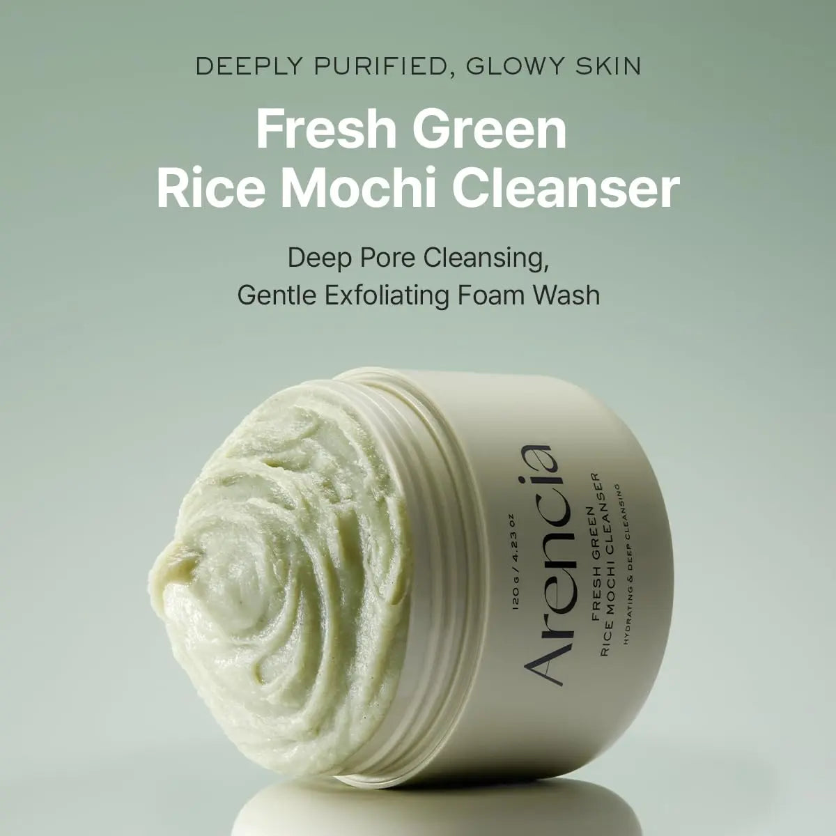 [ARENCIA] Korean Green Rice Mochi Face Cleanser - Face Mask, Foaming Cleanser, Gentle Scrub All in One - Deep Cleansing, Moisturizing, Pore Minimizing, Removing Blackhead- with Rice Water & Green Tea, Mugwort