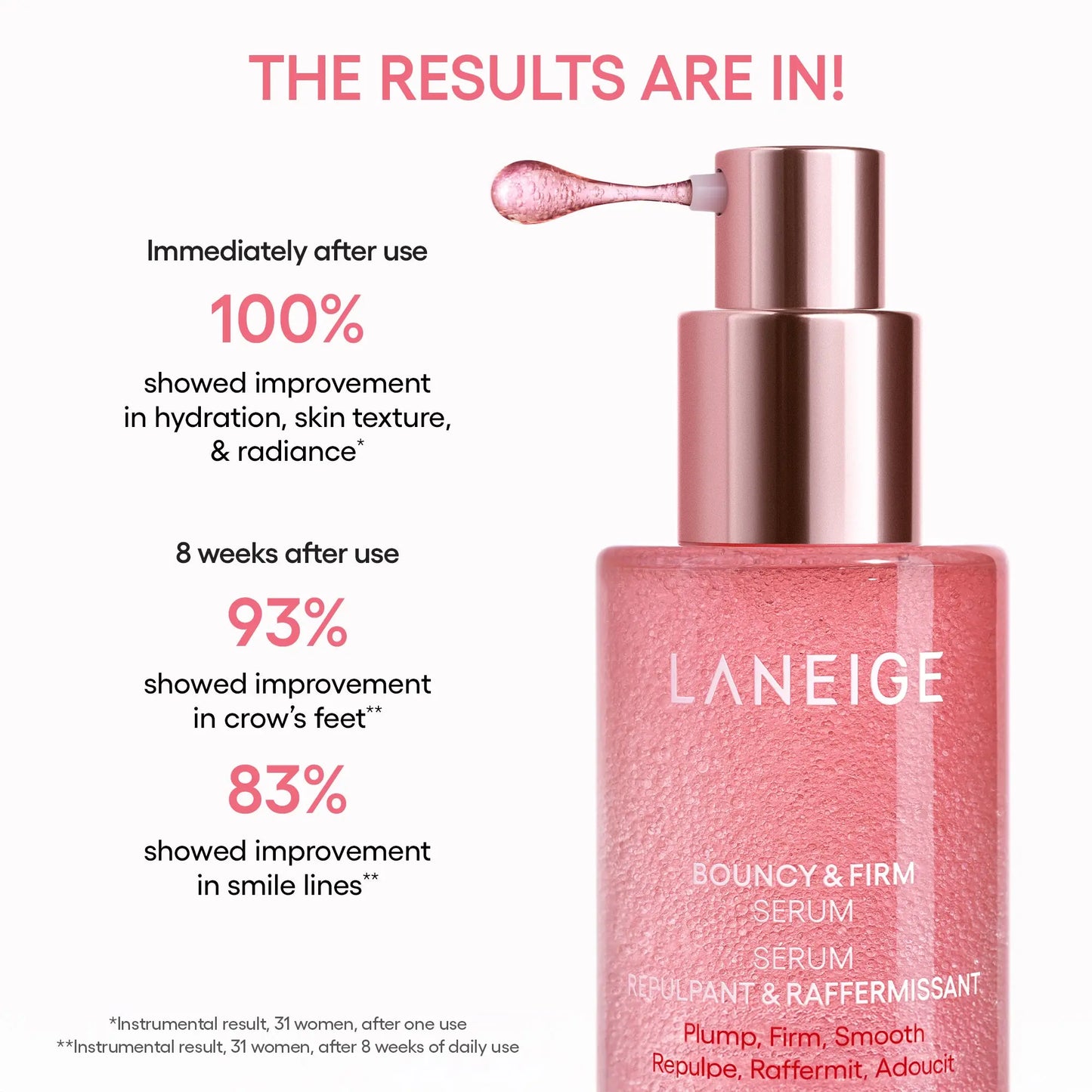 Laneige Bouncy & Firm Serum, Korean Skincare, Visibly Firming, Plumping