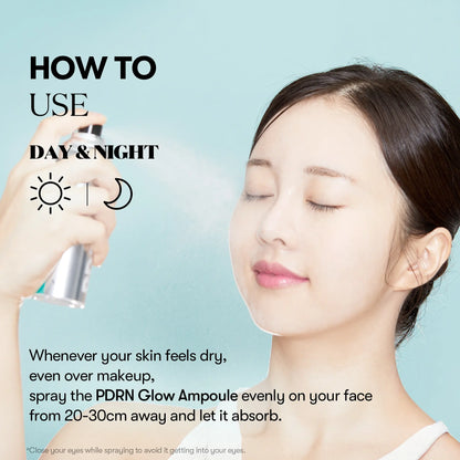 [VT Official] PDRN Glow Ampoule - Vegan Facial Mist for Deep Hydration & Radiance - Sensitive Skin Friendly, Moisture Lightweight & Fragrance-Free Korean Skin Care - 100Ml