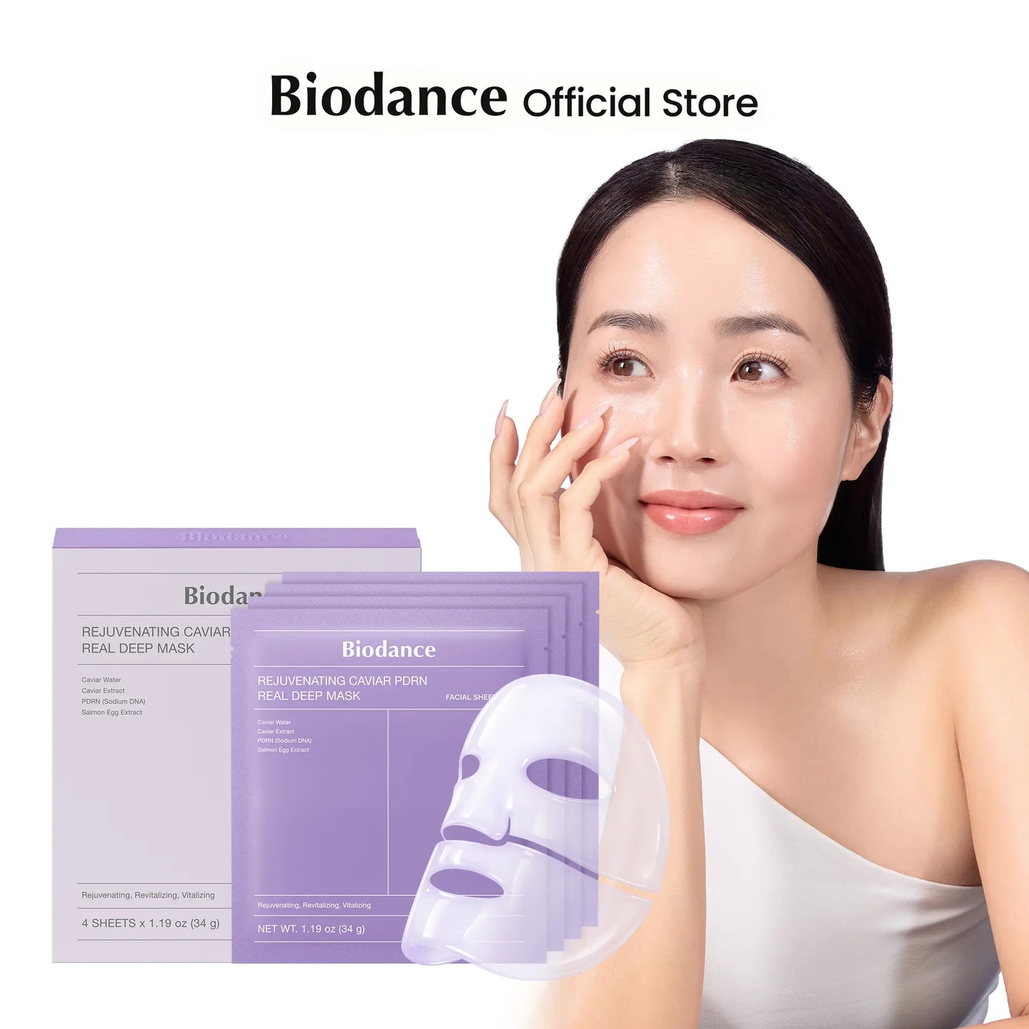 [Biodance Official] PDRN Sleeping Mask - Caviar & PDRN, Hydrogel Overnight Wrapping Mask, Deep Firming, Rejuvenating, Anti-Aging, Radiance, K-Beauty Skincare Mask, (4Ea) Deep Collagen Patch Face Care Products