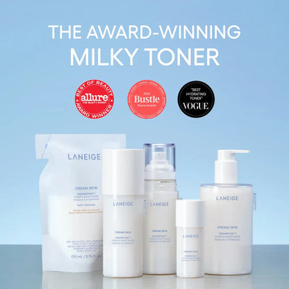 Laneige Cream Skin Toner + Mist Pump Duo, Skincare Bundle, Milky Toner, Korean Skincare, Hydrating, Lightweight Moisturizer