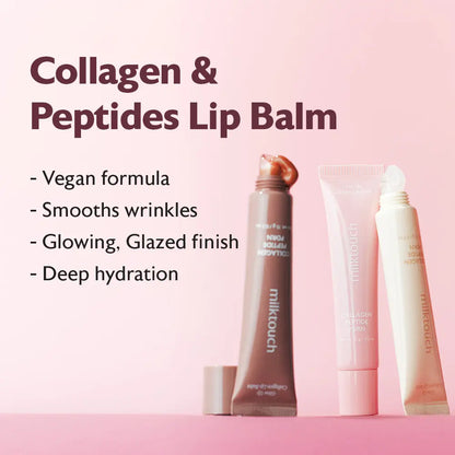 Milktouch Collagen, Peptide, PDRN Lip Balm - Vegan, Lightweight, Moisture, Smooth, Hydrate, Color Lip Balm with Squishy Silicone Tip Applicator