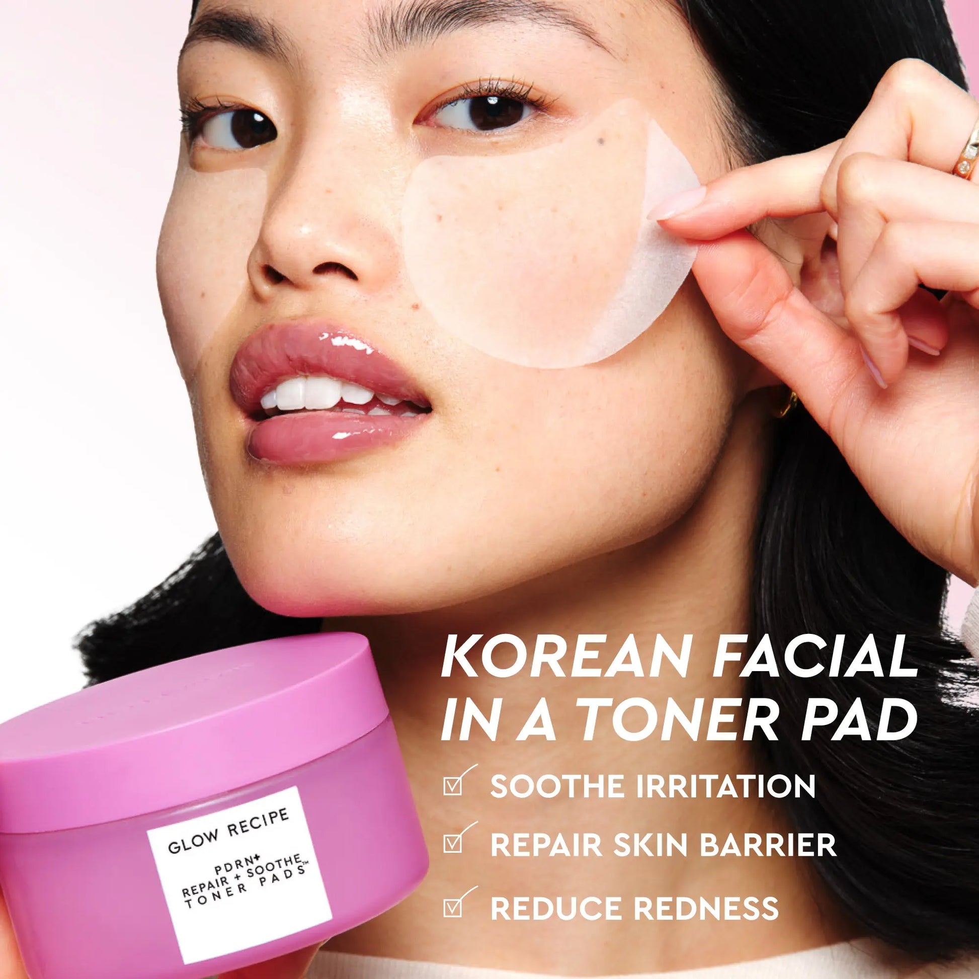 Glow Recipe PDRN+ Repair + Soothe Korean Toner Pads - Korean Facial, Repair Skin, Reduce Redness, Vegan