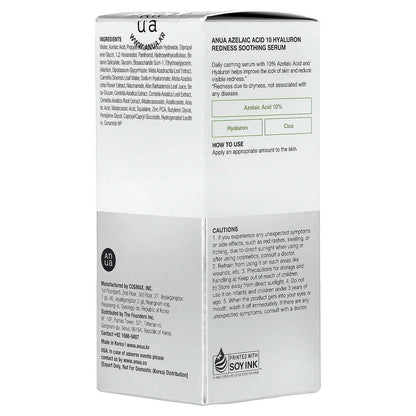 Anua Azelaic Acid 10 Hyaluron Redness Soothing Serum, 1.01 Fl Oz (30 Ml)