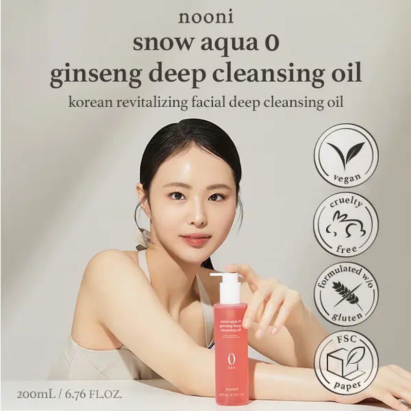 Nooni Korean Ginseng Cleansing Oil L Revitalizing Makeup Remover for Glass Skin, Clear Radiant Water Proof Cleanser, Korean Skincare, Facial Cleanser, Makeup Remover for All Skin