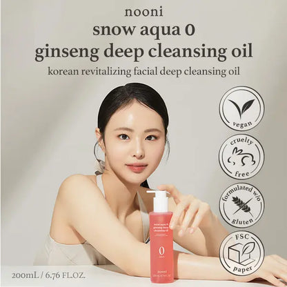 Nooni Korean Ginseng Cleansing Oil L Revitalizing Makeup Remover for Glass Skin, Clear Radiant Water Proof Cleanser, Korean Skincare, Facial Cleanser, Makeup Remover for All Skin