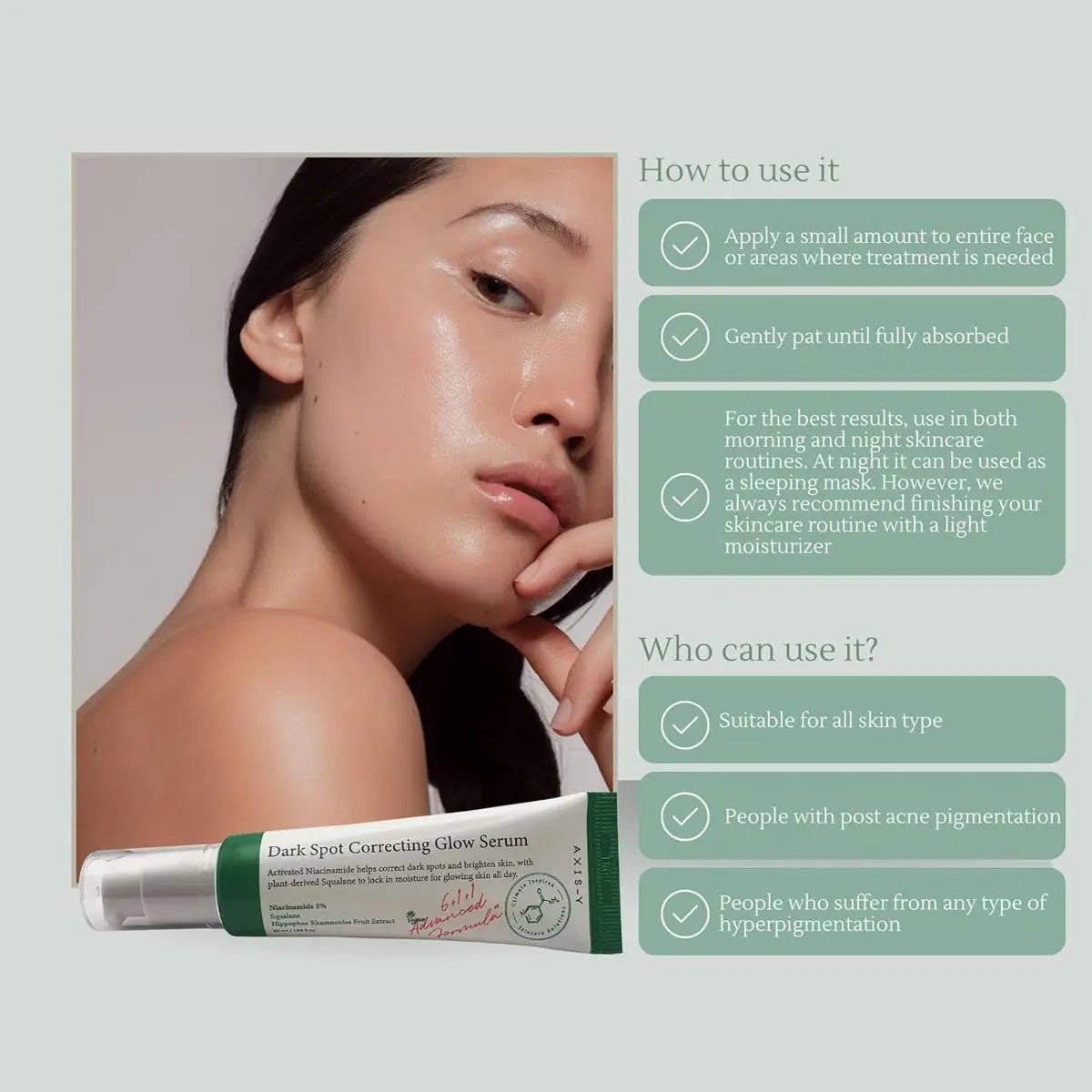 [AXIS-Y] Dark Spot Correcting Glow Serum 50Ml, Moisturizing Skincare, Blemish Remover