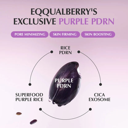 EQQUALBERRY Purple PDRN Pore Minimizing Serum – Vegan Collagen & Peptides for Pore Refining & Skin Elasticity | Niacinamide & CICA Exosome for Brightening & Calming | Korean Glass Skin, 1.01 FL OZ