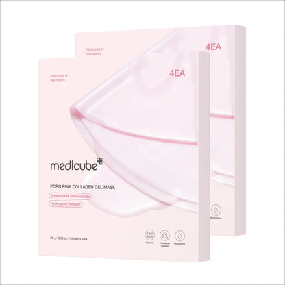 [Medicube] PDRN Pink Collagen Gel Mask 4 Sheets Salmon DNA Color Changing Pink Glow Collagen Facial Mask Korean Skincare