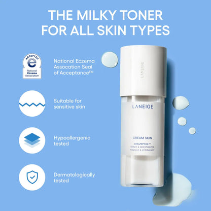 Laneige Cream Skin Toner + Mist Pump Duo, Skincare Bundle, Milky Toner, Korean Skincare, Hydrating, Lightweight Moisturizer