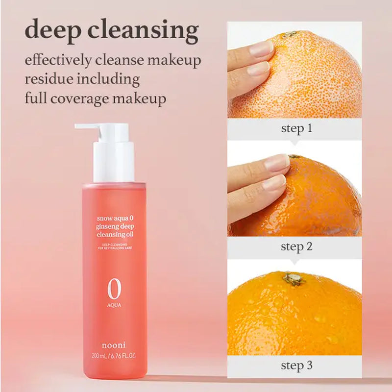 Nooni Korean Ginseng Cleansing Oil L Revitalizing Makeup Remover for Glass Skin, Clear Radiant Water Proof Cleanser, Korean Skincare, Facial Cleanser, Makeup Remover for All Skin