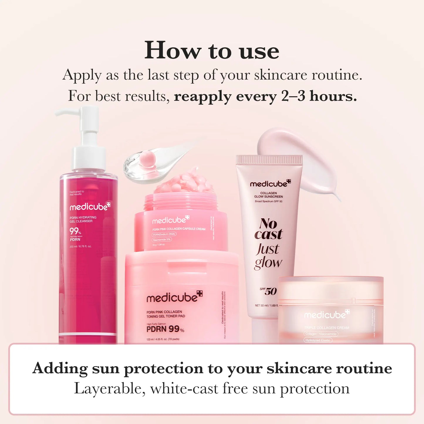[NEW] [Medicube] No Cast Just Glow Collagen Sunscreen | SPF 50 Broad Spectrum Face Sunscreen | Lightweight, Non-Sticky, Hydrating Formula | No White Cast or Residue | Peptide, Cica for Soothing & Natural Glow