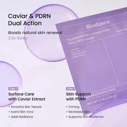 [Biodance Official] PDRN Sleeping Mask - Caviar & PDRN, Hydrogel Overnight Wrapping Mask, Deep Firming, Rejuvenating, Anti-Aging, Radiance, K-Beauty Skincare Mask, (4Ea) Deep Collagen Patch Face Care Products