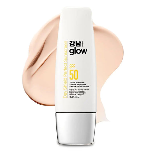 GANGNAM GLOW - Day Shield Perfect Sunscreen Spf50+/Broad Spectrum | LIGHTWEIGHT KOREAN MINERAL SUNSCREEN with NO WHITECAST