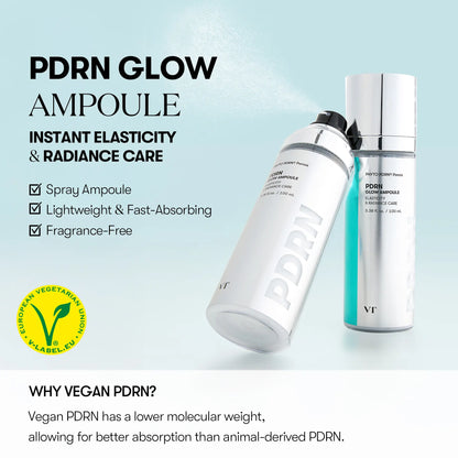 [VT Official] PDRN Glow Ampoule - Vegan Facial Mist for Deep Hydration & Radiance - Sensitive Skin Friendly, Moisture Lightweight & Fragrance-Free Korean Skin Care - 100Ml