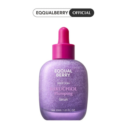 EQQUALBERRY Bakuchiol Plumping Serum – Pore and Wrinkle Minimizer | Retinol Alternative for Sensitive Skin | Enhances Firmness and Elasticity with Ceramide, 1.01Oz / 30Ml