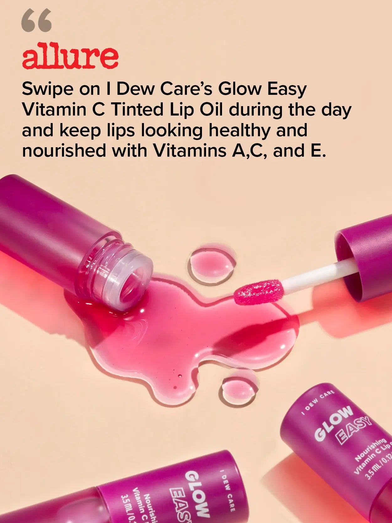 I DEW CARE Korean Lip Oil L Glow Easy | with Jojoba Seed Oil, Vitamin C, Pigmented Hydrating Glossy Lip Oil L Long Lasting, Moisturizing Lip Care Hydrate Lipgloss Lipoil Lipstick Makeup Glossy Hydrating Moisturizer Plump Transfer-Proof
