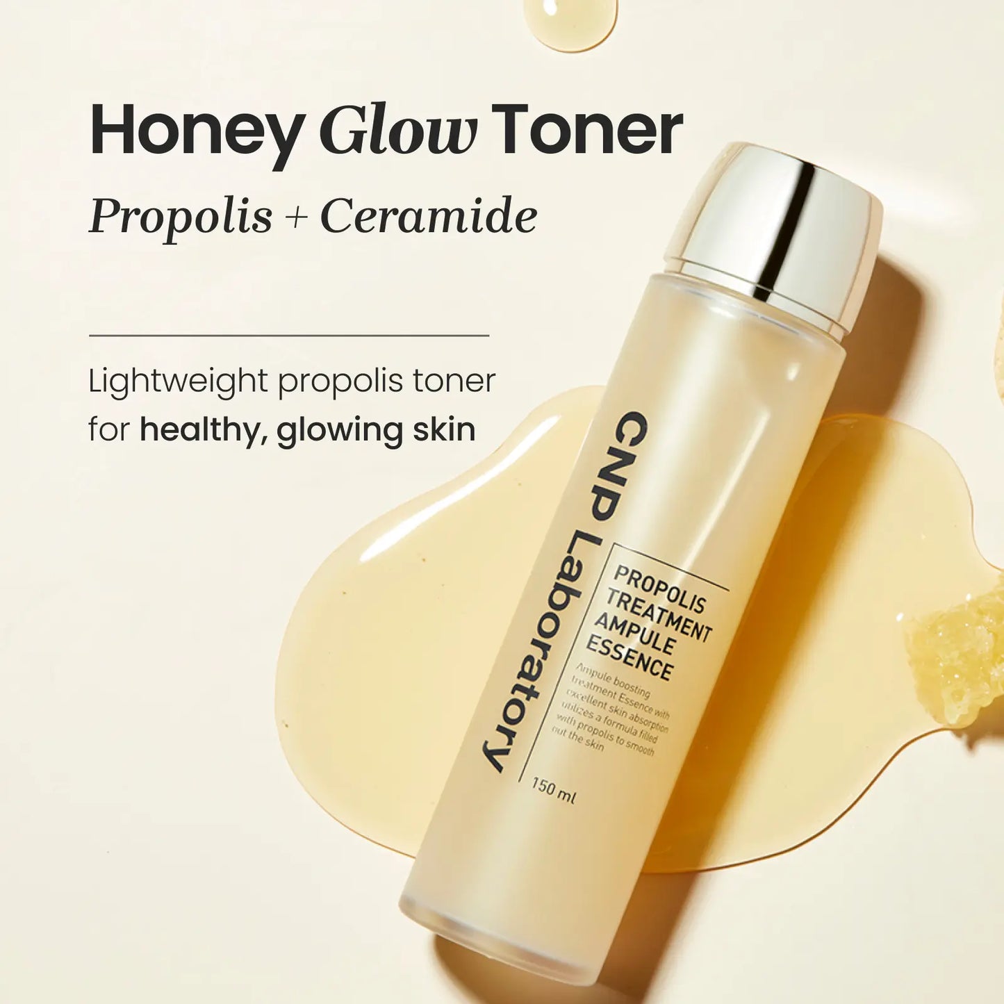 Honey Ceramide Toner - Propolis Treatment Ampule with Hyaluronic Acid, Ceramide & Centella Asiatica for Sensitive, Dry Skin, Repair Essence, Anti-Redness & Soothing Care, Korean Skincare for Radiant Complexion (150Ml / 5.07 Fl. Oz)