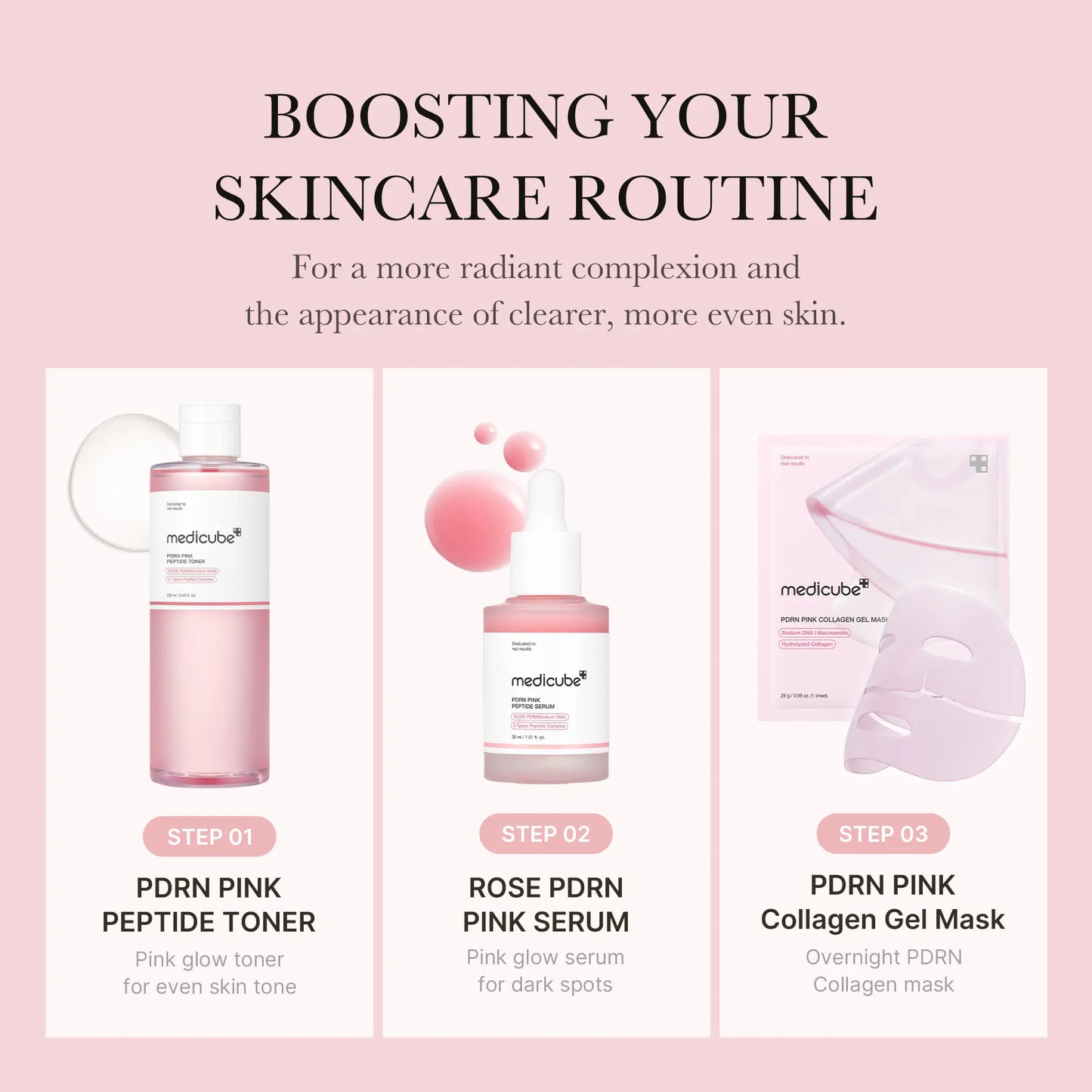 [Medicube] PDRN Pink Collagen Gel Mask 4 Sheets Salmon DNA Color Changing Pink Glow Collagen Facial Mask Korean Skincare