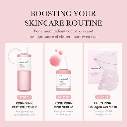 [Medicube] PDRN Pink Collagen Gel Mask 4 Sheets Salmon DNA Color Changing Pink Glow Collagen Facial Mask Korean Skincare