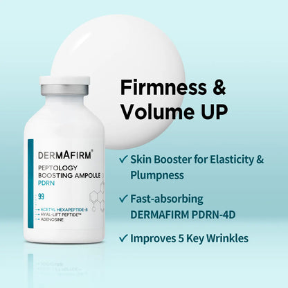 DERMAFIRM Peptology PDRN Boosting Ampoule - Glass Skin & Anti-Aging Serum with 80,000Ppm PDRN & Peptide Complex for Wrinkle Improvement - Korean Skincare Formula