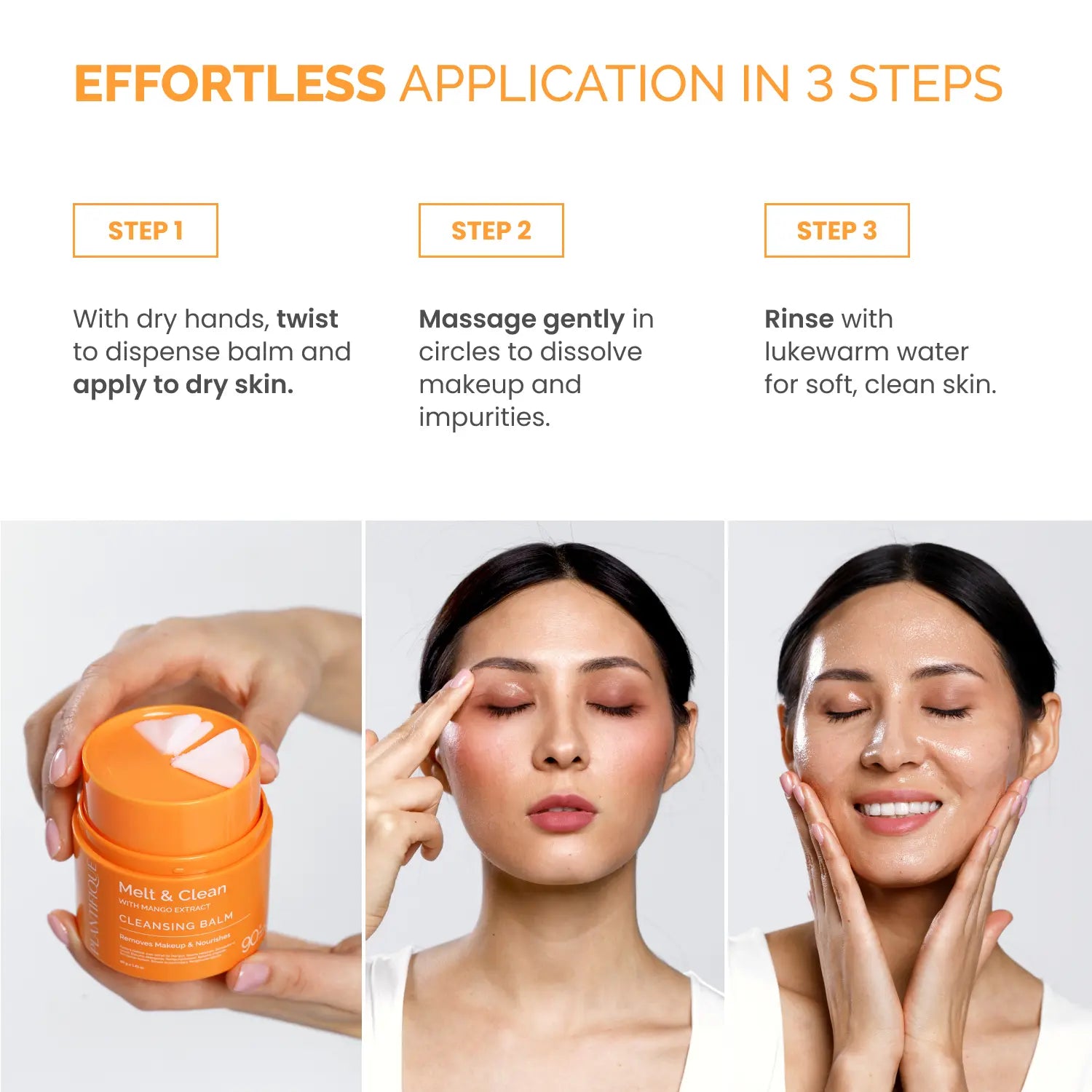 Korean Cleansing Balm Makeup Remover – Mango & Papaya Melting Balm with Hyaluronic Acid & Ceramide | Waterproof Makeup Dissolver, Oil-Based Double Cleanse Balm | Hydrating Gentle Cleanser for All Skin Types