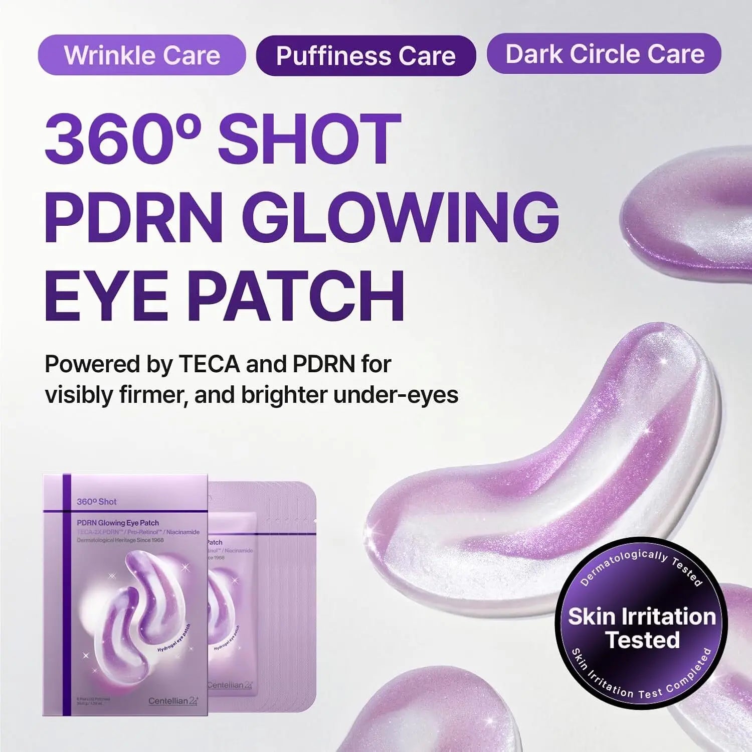 [Centellian24] 360° Shot PDRN Glowing Eye Patch | Brightening & Firming Under-Eye Patches for Dark Circles & Puffiness | TECA + PDRN + Retinol | Korean Skincare | 6.1G × 6Ea